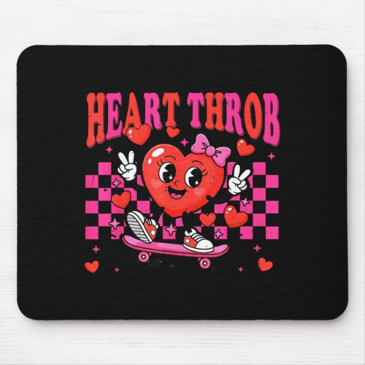 Retro Groovy Hart Kloppende Valentijnsdag Peuters Muismat (Voorkant)
