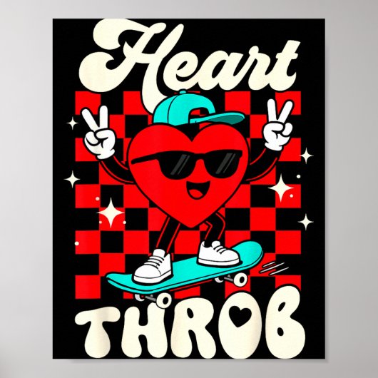 Retro Groovy Hart Kloppende Valentijnsdag Peuters Poster (Voorkant)