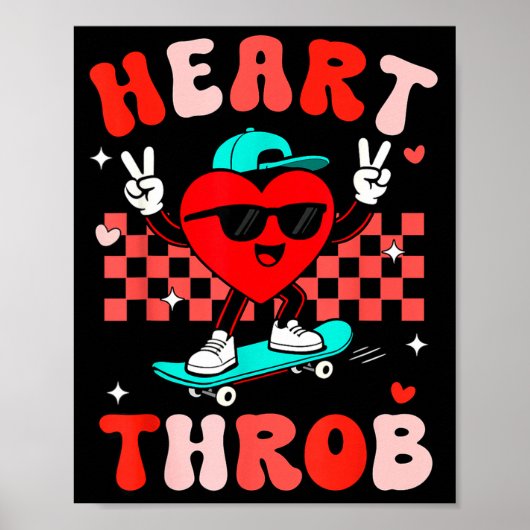 Retro Groovy Hart Kloppende Valentijnsdag Peuters Poster (Voorkant)