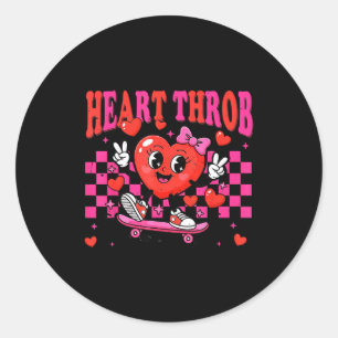 Retro Groovy Hart Kloppende Valentijnsdag Peuters  Ronde Sticker