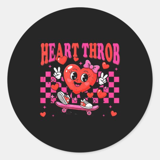 Retro Groovy Hart Kloppende Valentijnsdag Peuters  Ronde Sticker (Voorkant)