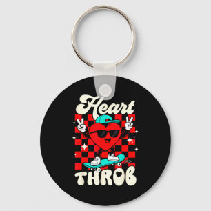 Retro Groovy Hart Kloppende Valentijnsdag Peuters Sleutelhanger