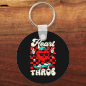 Retro Groovy Hart Kloppende Valentijnsdag Peuters Sleutelhanger (Voorkant)