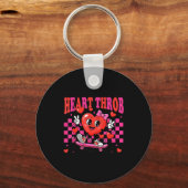 Retro Groovy Hart Kloppende Valentijnsdag Peuters Sleutelhanger (Voorkant)