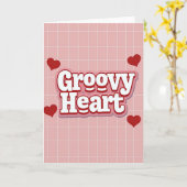 Retro Groovy Hart Liefdeskaart Kaart (Gele Bloem)