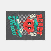 Retro Groovy Heart Throb Valentines Day Toddlers B Fleece Deken (Voorkant (Horizontaal))