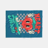 Retro Groovy Heart Throb Valentines Day Toddlers B Fleece Deken (Voorkant (Horizontaal))