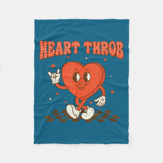 Retro Groovy Heart Throb Valentines Day Toddlers B Fleece Deken (Voorkant)