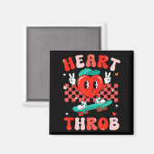Retro Groovy Heart Throb Valentines Day Toddlers B Magneet (Voorkant / Achterkant)