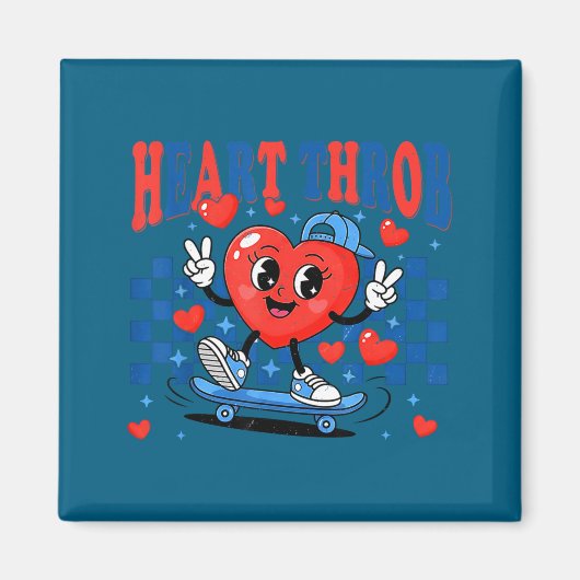 Retro Groovy Heart Throb Valentines Day Toddlers B Magneet (Voorkant)