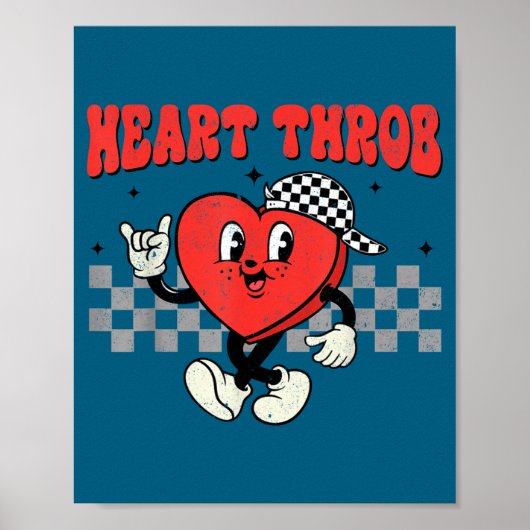 Retro Groovy Heart Throb Valentines Day Toddlers B Poster (Voorkant)