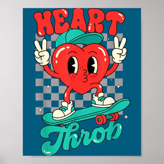 Retro Groovy Heart Throb Valentines Day Toddlers B Poster (Voorkant)