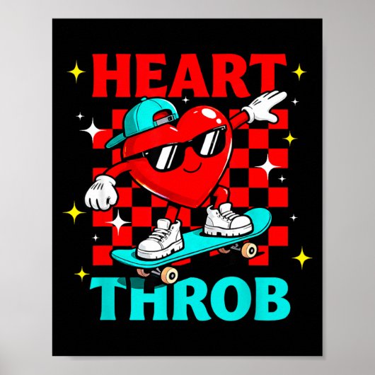 Retro Groovy Heart Throb Valentines Day Toddlers B Poster (Voorkant)