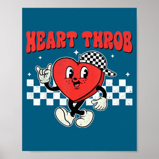 Retro Groovy Heart Throb Valentines Day Toddlers B Poster (Voorkant)