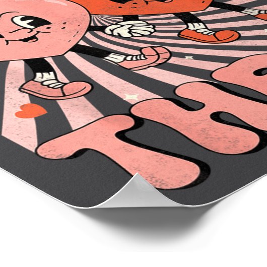 Retro Groovy Heart Throb Valentines Day Toddlers B Poster (Hoek)