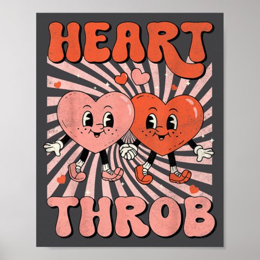 Retro Groovy Heart Throb Valentines Day Toddlers B Poster (Voorkant)