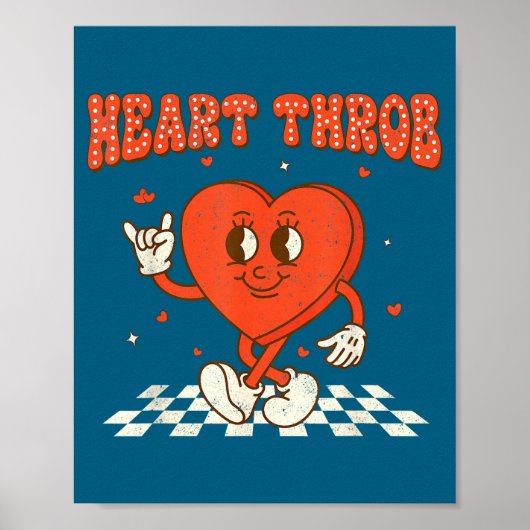 Retro Groovy Heart Throb Valentines Day Toddlers B Poster (Voorkant)