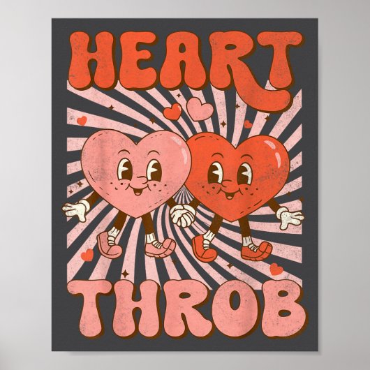 Retro Groovy Heart Throb Valentines Day Toddlers B Poster (Voorkant)