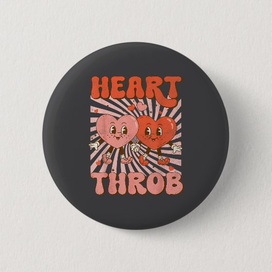 Retro Groovy Heart Throb Valentines Day Toddlers B Ronde Button 5,7 Cm (Voorkant)
