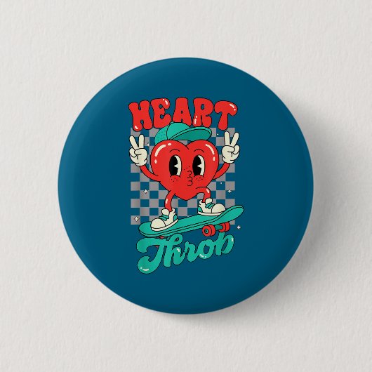 Retro Groovy Heart Throb Valentines Day Toddlers B Ronde Button 5,7 Cm (Voorkant)