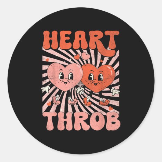 Retro Groovy Heart Throb Valentines Day Toddlers B Ronde Sticker (Voorkant)
