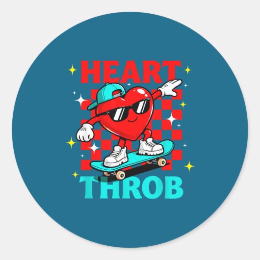 Retro Groovy Heart Throb Valentines Day Toddlers B Ronde Sticker (Voorkant)