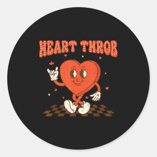 Retro Groovy Heart Throb Valentines Day Toddlers B Ronde Sticker (Voorkant)