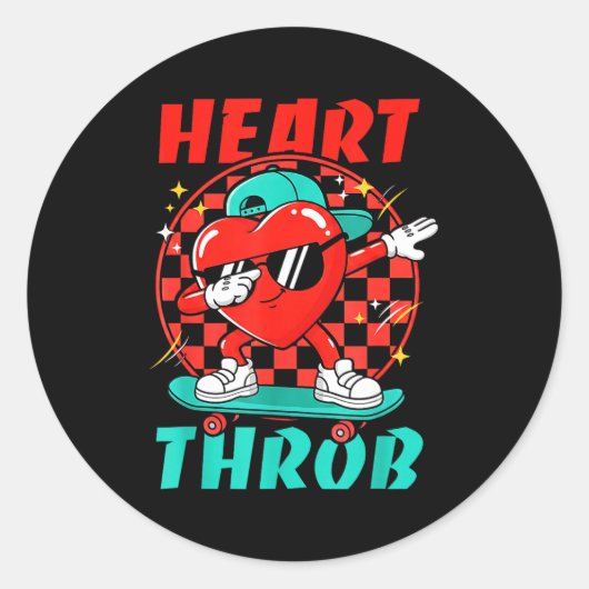Retro Groovy Heart Throb Valentines Day Toddlers B Ronde Sticker (Voorkant)