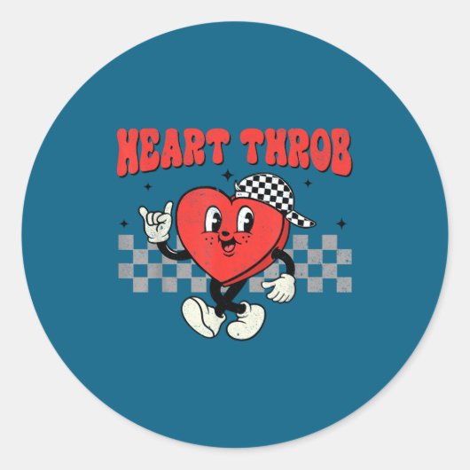 Retro Groovy Heart Throb Valentines Day Toddlers B Ronde Sticker (Voorkant)