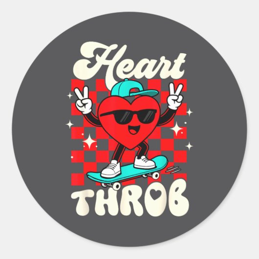 Retro Groovy Heart Throb Valentines Day Toddlers B Ronde Sticker (Voorkant)