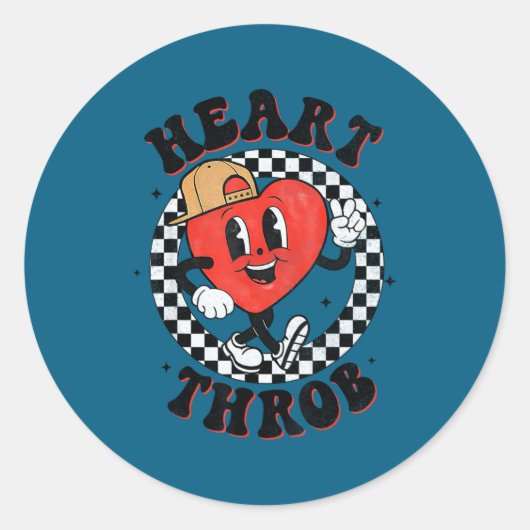 Retro Groovy Heart Throb Valentines Day Toddlers B Ronde Sticker (Voorkant)