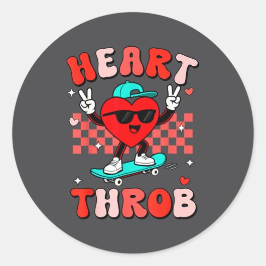 Retro Groovy Heart Throb Valentines Day Toddlers B Ronde Sticker (Voorkant)