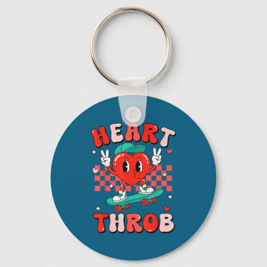 Retro Groovy Heart Throb Valentines Day Toddlers B Sleutelhanger (Voorkant)
