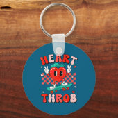 Retro Groovy Heart Throb Valentines Day Toddlers B Sleutelhanger (Voorkant)