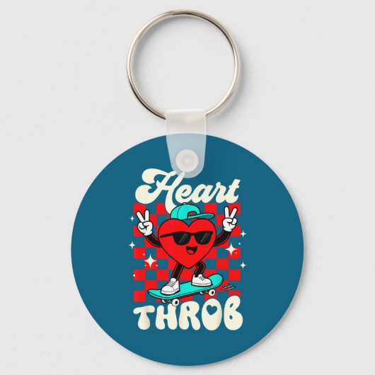 Retro Groovy Heart Throb Valentines Day Toddlers B Sleutelhanger (Voorkant)