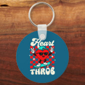Retro Groovy Heart Throb Valentines Day Toddlers B Sleutelhanger (Voorkant)