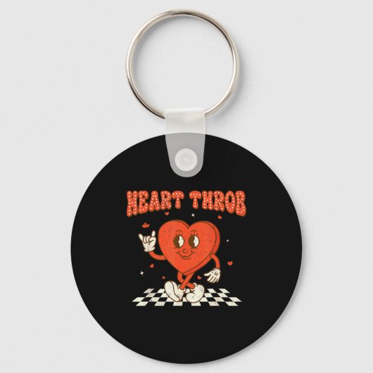 Retro Groovy Heart Throb Valentines Day Toddlers B Sleutelhanger (Voorkant)