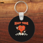 Retro Groovy Heart Throb Valentines Day Toddlers B Sleutelhanger (Voorkant)