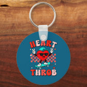 Retro Groovy Heart Throb Valentines Day Toddlers B Sleutelhanger (Voorkant)