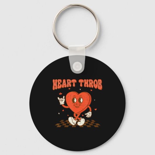 Retro Groovy Heart Throb Valentines Day Toddlers B Sleutelhanger (Voorkant)