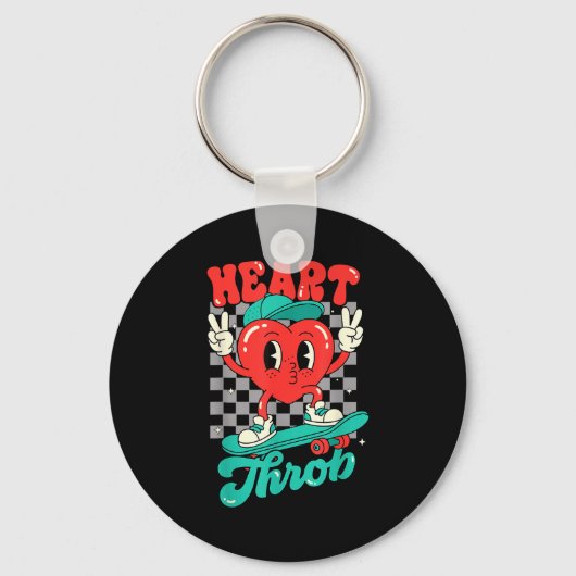 Retro Groovy Heart Throb Valentines Day Toddlers B Sleutelhanger (Voorkant)