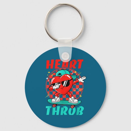 Retro Groovy Heart Throb Valentines Day Toddlers B Sleutelhanger (Voorkant)