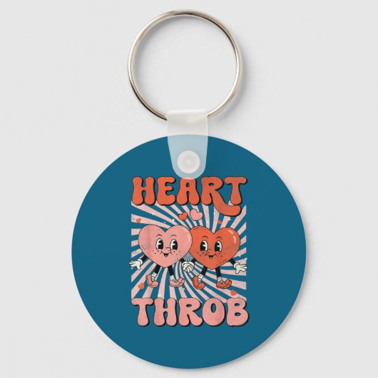 Retro Groovy Heart Throb Valentines Day Toddlers B Sleutelhanger (Voorkant)