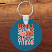 Retro Groovy Heart Throb Valentines Day Toddlers B Sleutelhanger (Voorkant)