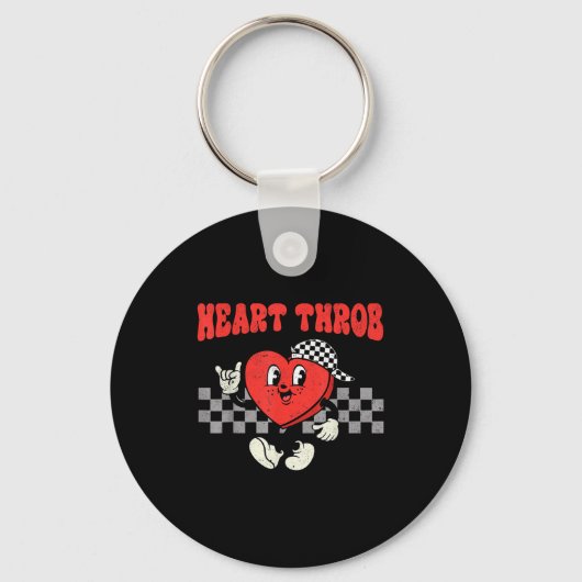 Retro Groovy Heart Throb Valentines Day Toddlers B Sleutelhanger (Voorkant)