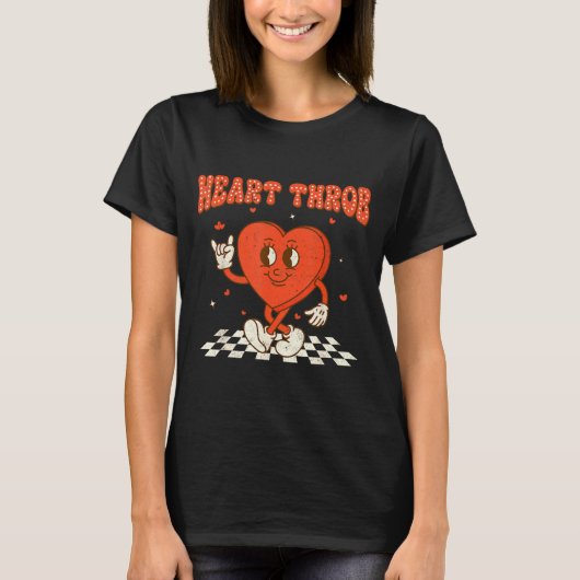 Retro Groovy Heart Throb Valentines Day Toddlers B T-shirt (Voorkant)