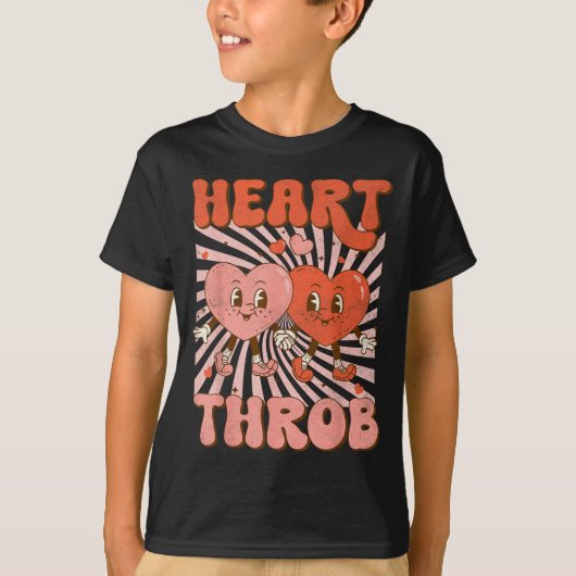 Retro Groovy Heart Throb Valentines Day Toddlers B T-shirt (Voorkant)