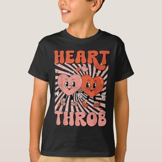 Retro Groovy Heart Throb Valentines Day Toddlers B T-shirt (Voorkant)