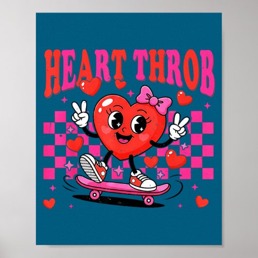 Retro Groovy Heart Throb Valentines Day Toddlers G Poster (Voorkant)