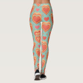  Retro Groovy Hearts 70s Valentine Love Coral Mint Leggings (Achterkant)